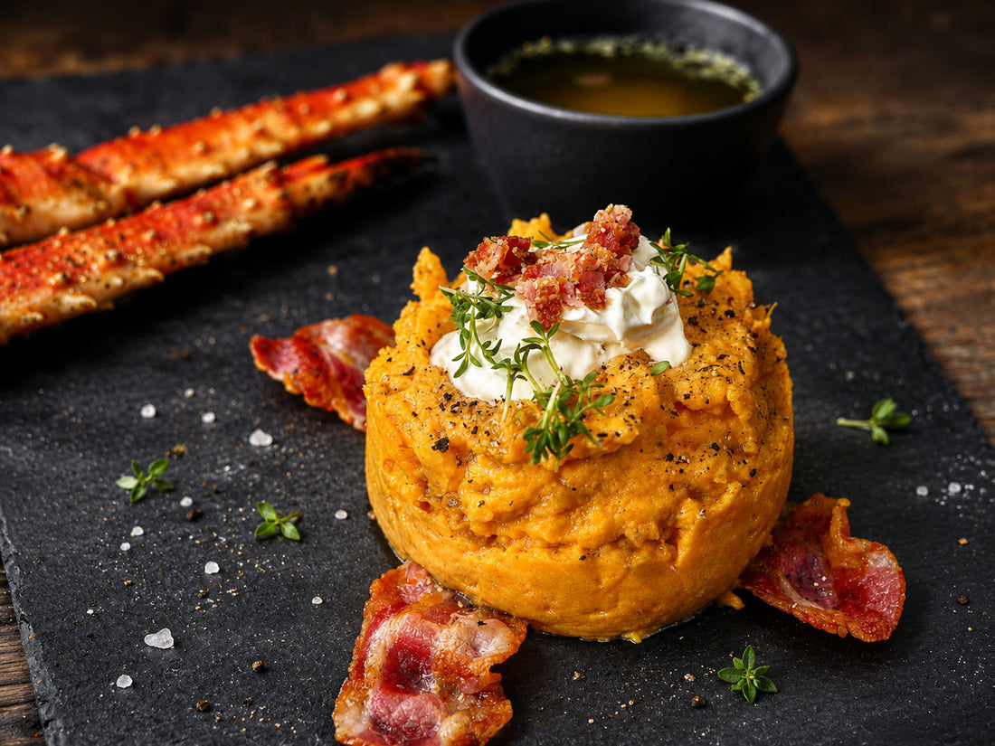 Chipotle Butter Süßkartoffelpüree mit Bacon