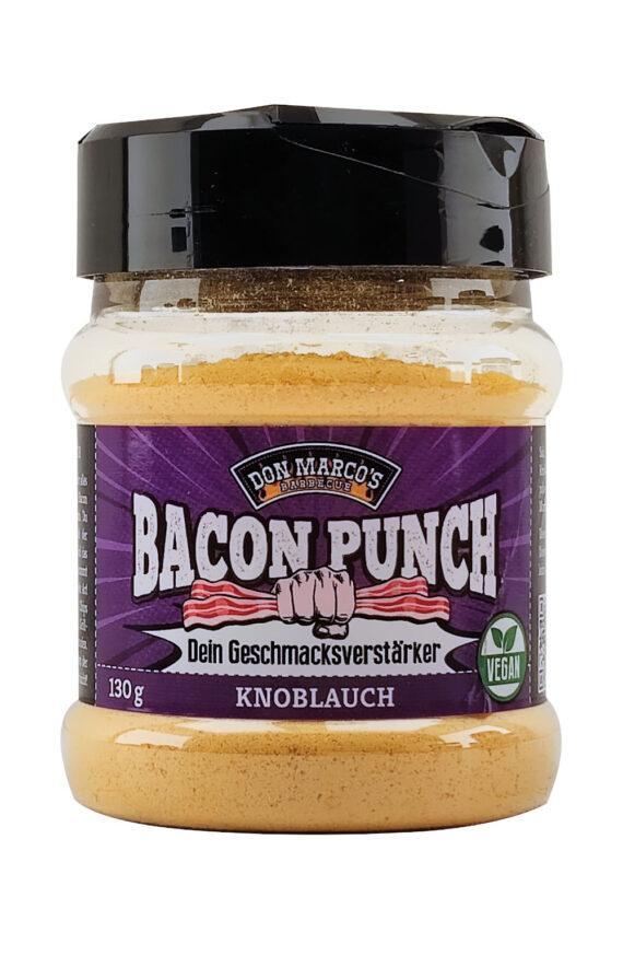 Bacon Punch Knoblauch in PET Dose vor weißem Hintergrund