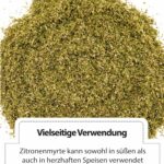 Vielseitige Verwendung: Zitronenmyrte kann sowohl in süßen als auch in herzhaften Speisen verwendet werden. Sie eignet sich hervorragend für Desserts, Tees, Marinaden, Saucen und vieles mehr.